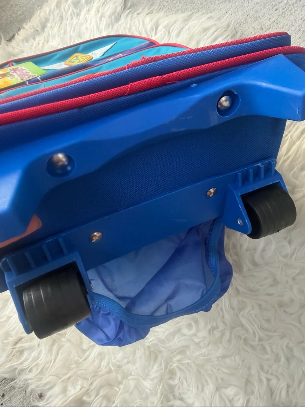 Kids Blue Trolley Backpack  2YK with Plane Graphic